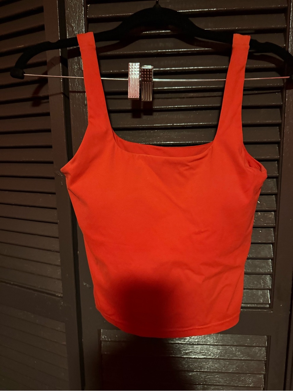 131. Preloved Red Square-Neck Sports Bra Tank with Wide Straps